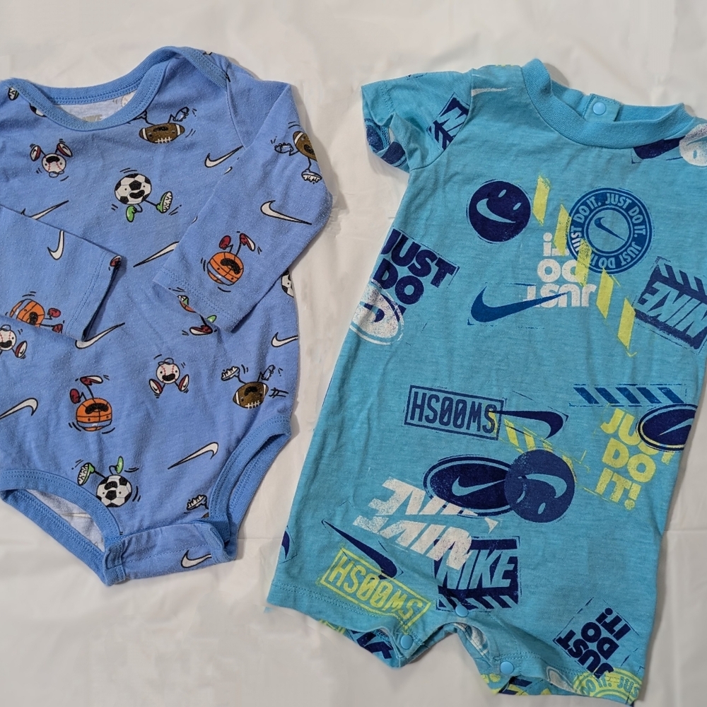 Nike Blue Graphic Bodysuit Set For Baby